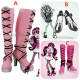 Draculaura Frankie Stein Pink Black White Cosplay Boots Shoes