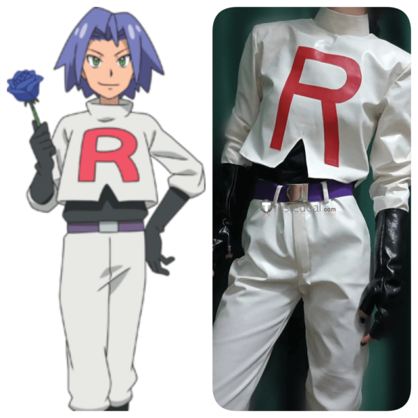 Pokemon Team Rocket James White Cosplay Costume Pleather Version