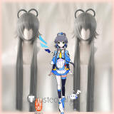 Vocaloid Luo TianYi Cheongsam Dark Gray Silver Cosplay Wig 120cm