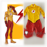 Young Justice Kid Flash Wally West Red Yellow Jumpsuit Cosplay Costume 3