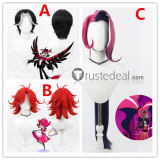 Hazbin Hotel Niffty Velvette Husk Sir Pentious Saint Repentious Black Pink Red Cosplay Wig