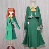 Neon Genesis Evangelion Asuka Langley Soryu Green Daily Cosplay Costume