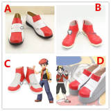 Pokemon Gold Ethan Lucas Kouki Lyra White Red Cosplay Shoes Boots