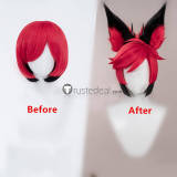 Hazbin Hotel Niffty Angel Dust Alastor Red Cosplay Wig Ears Hair Accessories