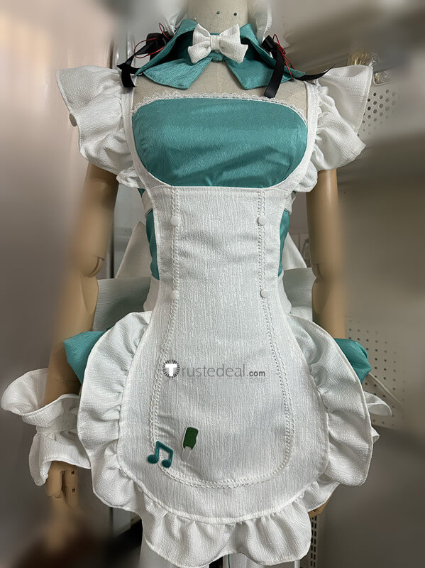 Vocaloid Hatsune Miku Green White Maid Outfit Cosplay Costume