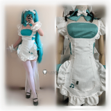 Vocaloid Hatsune Miku Green White Maid Outfit Cosplay Costume
