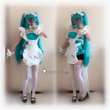 Vocaloid Hatsune Miku Green White Maid Outfit Cosplay Costume