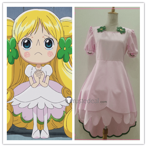 One Piece Dwarf Princess Mansherry Pink Dress Cosplay Costume