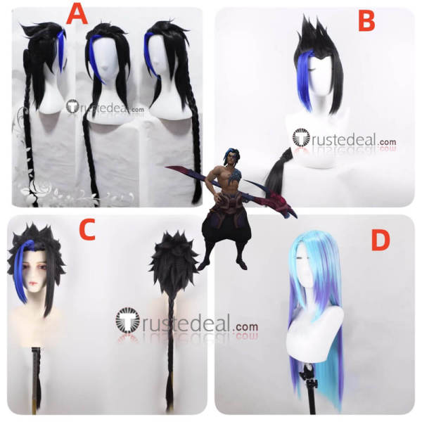 League of Legends Kayn The Shadow Reaper Odyssey Blue Black Styled Cosplay Wig