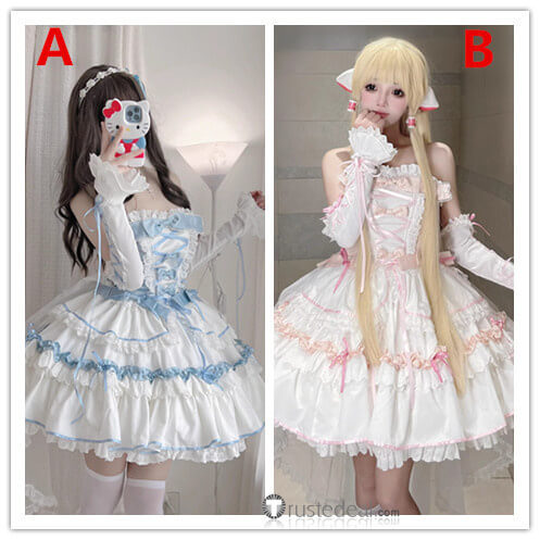 Sweet Cute Pink Blue Lolita Dress Cosplay Costume