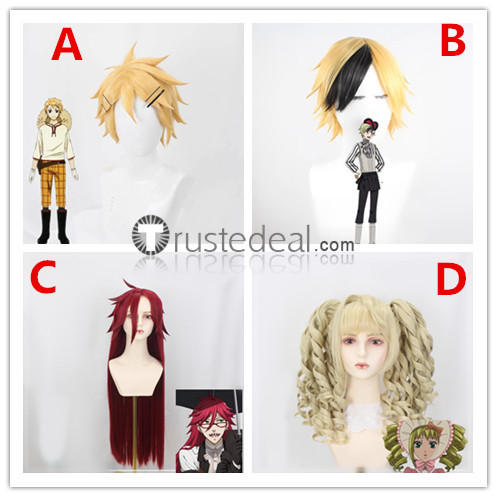 Black Butler Kuroshitsuji Elizabeth Midford Grell Sutcliff Dagger Finnian Blonde Red Styled Cosplay Wig