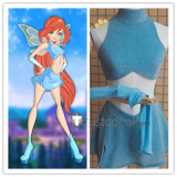 Winx Club Princess Bloom Dragon Flame Fairy Blue Dress Cosplay Costume