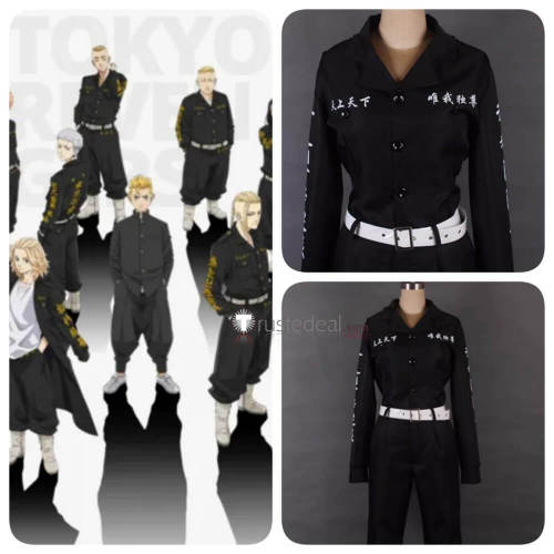 Tokyo Revengers Manjiro Sano Ken Ryuguji Takashi Mitsuya Shuji Hanma Tokyo Manji Gang Captian and Vice-captain Black Uniform Cosplay Costume