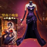 Fate Grand Order FGO Jeanne D'Arc Alter Holy Night Dinner Purple Gown Cosplay Costume