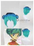 Urusei Yatsura Lum Invader Ramu Blue Green Black Buns Cosplay Wig Yellow Hair Accessories