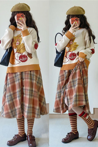 Miss Point ~Little Fox in Woods Mori Girl Elegant Plaid Skirt