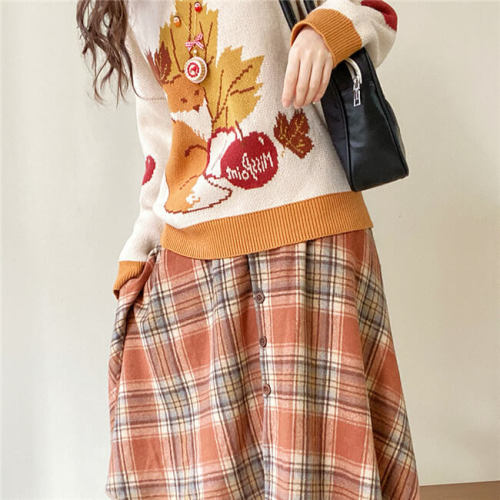 Miss Point ~Little Fox in Woods Mori Girl Elegant Plaid Skirt