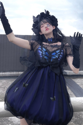 Night Elf ~Vintage Slight High Waist Gothic Lolita JSK