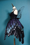 Butterfly Effect ~Punk Halloween Lolita High Waist JSK - Silver Gray Long Version M - In Stock