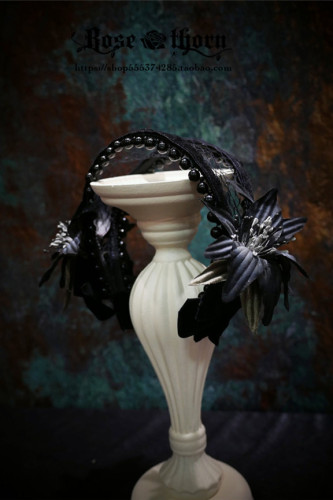 Rose Thorn Black Lily Gothic Lolita Headbow/Brooch
