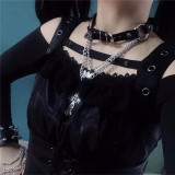 Butterfly Effect ~Punk Halloween Lolita High Waist JSK - Silver Gray Long Version M - In Stock