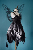 Butterfly Effect ~Punk Halloween Lolita High Waist JSK - Silver Gray Long Version M - In Stock
