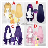 My Little Pony Friendship Is Magic Rarity Fluttershy Applejack Twilight Sparkle Princess Luna Blue Purple Pink Cosplay Wig