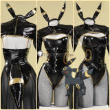 Pokemon Gijinka Umbreon Bunny Suit Pleather Fluffy Hoodie Claw Cosplay Costume