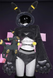Pokemon Gijinka Espeon Umbreon Vaporeon Fluffy Hoodie Claw Cosplay Costume