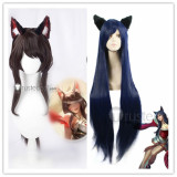 League of Legends LOL Risen Legend Ahri Long Blue Brown Cosplay Wig