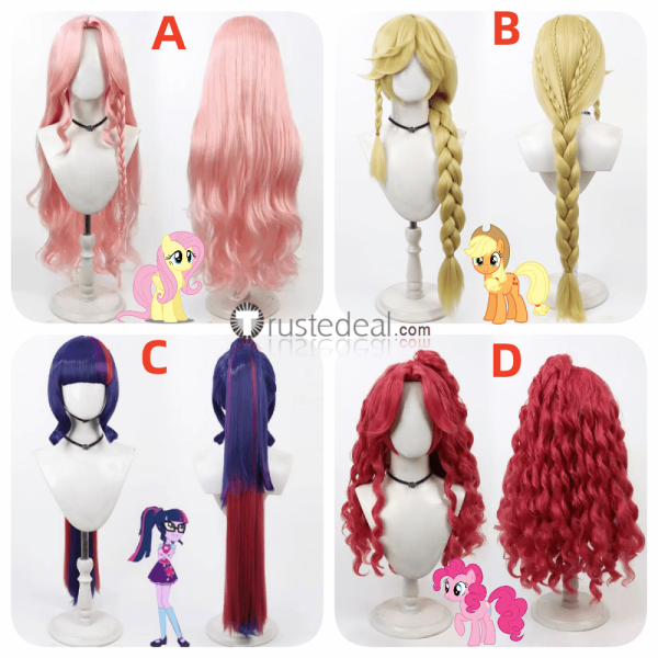 My Little Pony Friendship Is Magic Fluttershy Applejack Twilight Sparkle Pinkie Pie Red Blonde Pink Purple Pink Cosplay Wig