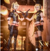 Vocaloid Kagamine Rin Len Black Hunter Cosplay Costume