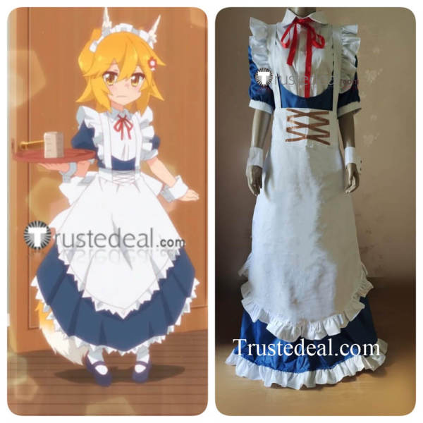 Sewayaki Kitsune no Senko-san Senkosan White Blue Maid Cosplay Costume