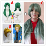 Pokemon Trainer Kris Volkner Blonde Green Cosplay Wig