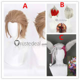 League of Legends LOL Rakan Xayah Sweetheart Valentine's Day Arcana Green White Pink Cosplay Wig Ears