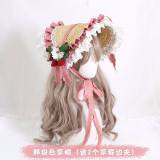 Lolita Sweet Straberry Lace BNT Hat Pink Red