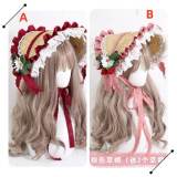 Lolita Sweet Straberry Lace BNT Hat Pink Red