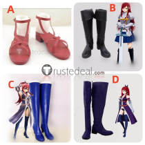 Fairy Tail Levy McGarden Erza Scarlet Black Red Cosplay Shoes