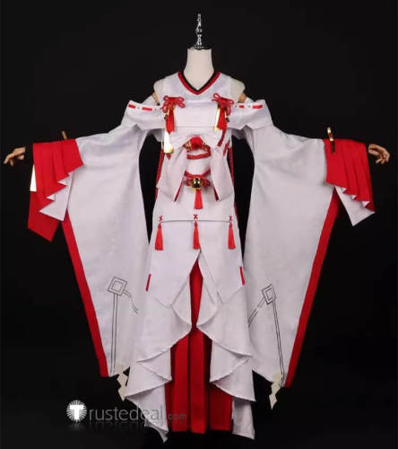 Dragon Raja Erii Uesugi Red White Kimono Cosplay Costume 2