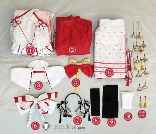 Dragon Raja Erii Uesugi Red White Kimono Cosplay Costume