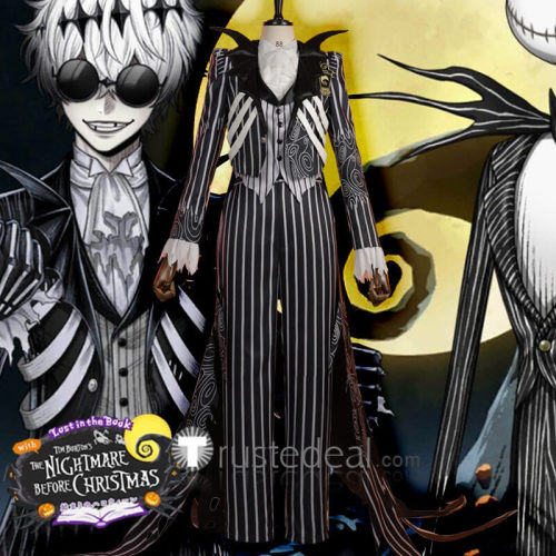 Disney Twisted-Wonderland Skully J. Graves Halloween Nightmare Before Christmas Cosplay Costume