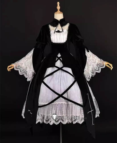 Rozen Maiden Suigintou Mercury Lampe Black Lolita Lace Cosplay Costume
