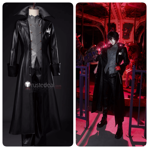 Persona 5 Protagonist Joker Black Pleather Cosplay Costume 3