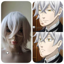 Black Butler Kuroshitsuji Snake Silver White Cosplay Wig