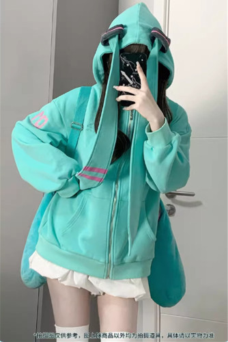 Hatsune Miku Brand Collab Winter Blue Green Hoodie Jacket Sweatshirt
