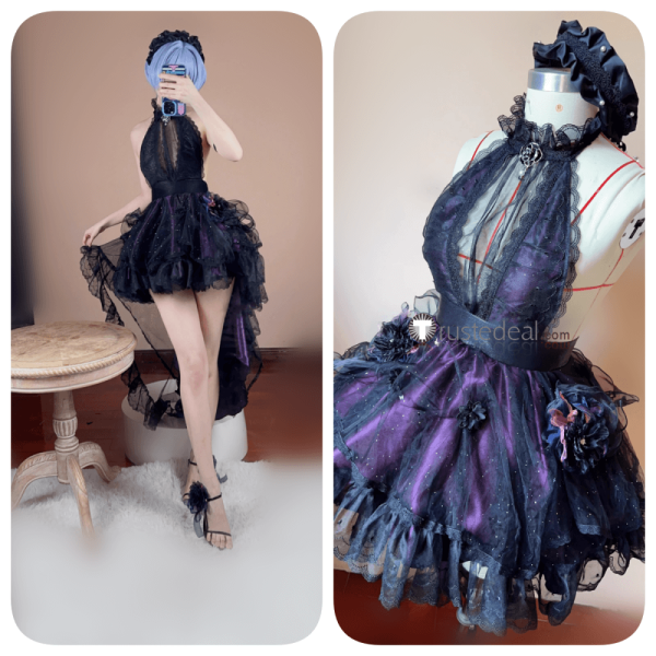 Neon Genesis Evangelion Rei Ayanami Whisper of Flower Purple Gown Lolita Dress Cosplay Costume