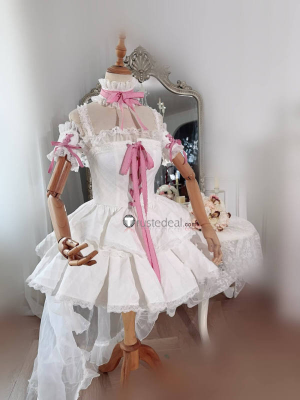 Sweet White Pink Lolita Dress Cosplay Costume