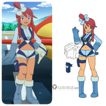 Pokemon Black White Skyla Blue Cosplay Costume