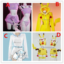 Pokemon Gijinka Alolan Vulpix Espeon Pikachu Fluffy Jumpsuit Bunny Suit Yellow Cosplay Costume