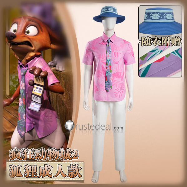 Zootopia 2 Nick Wilde Pink Shirt Cosplay Costume